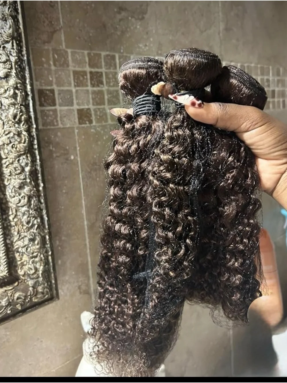 Deep Brown Curly Hair Bundles - Natural Look Women's Extensions
